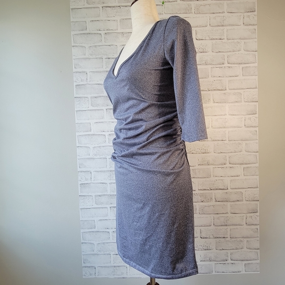 pink blush maternity Dresses & Skirts - Pink Blush Maternity Dress W/ Ruched Sides Heather Gray SZ S